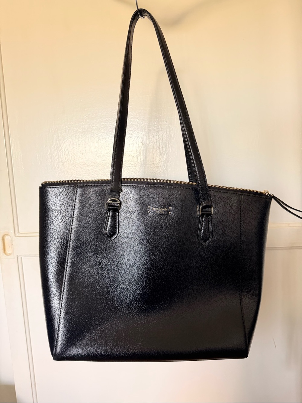 kate spade Black Leather Tote with Gold Hardware